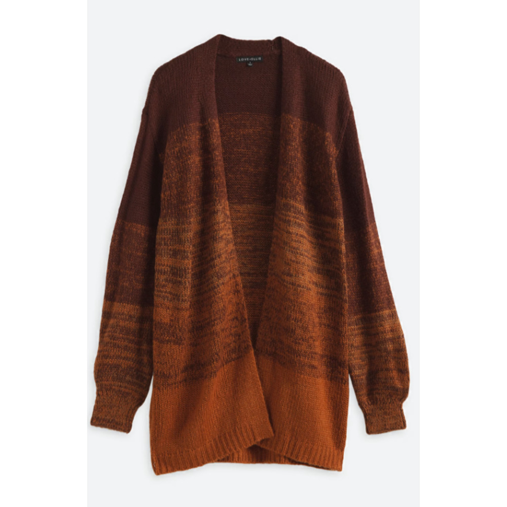 NWT Women’s Love Ellie Mariya Long Sleeve Sweater Cardigan XL Brown Orange
